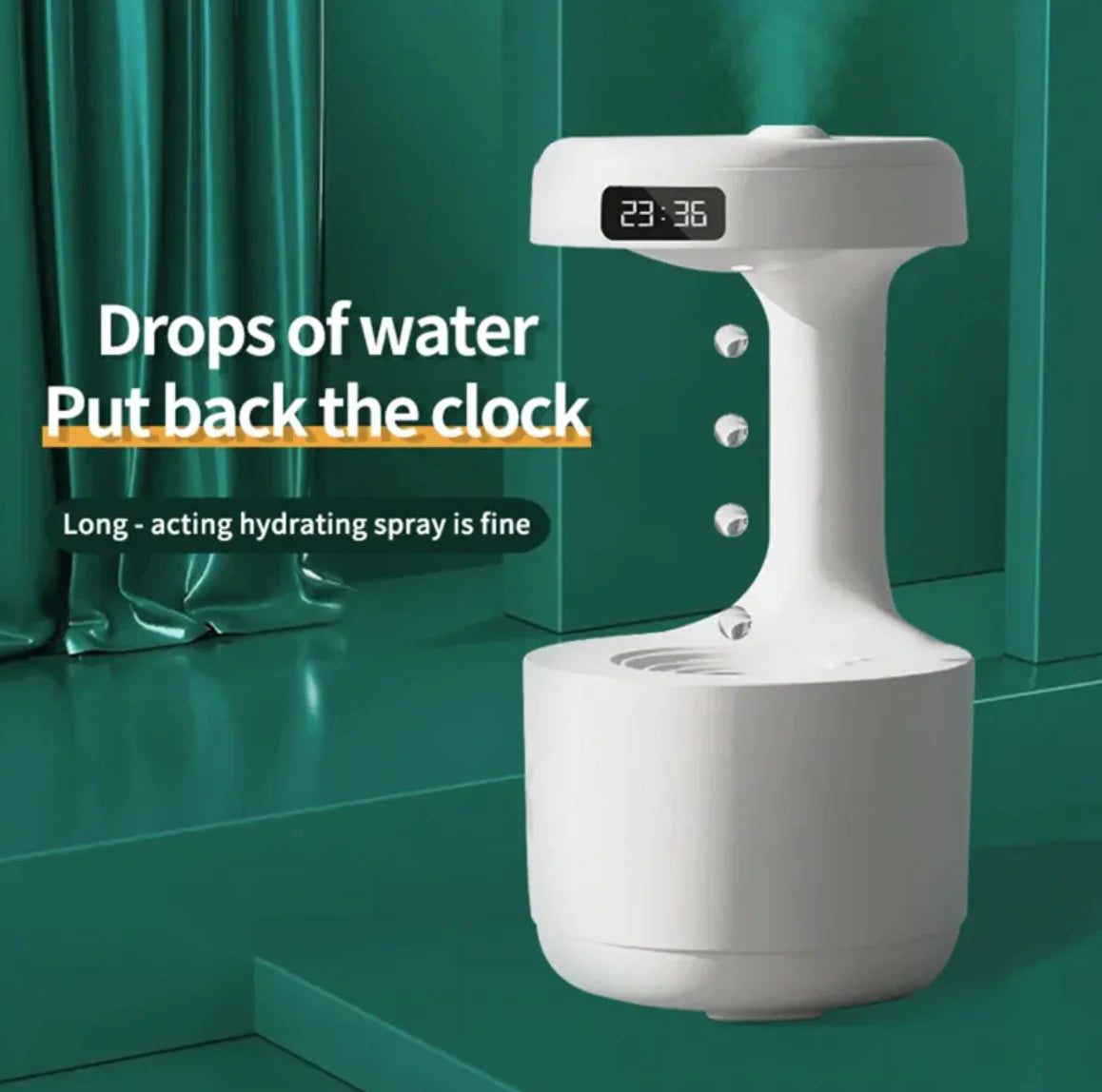 Silent Anti-Gravity Aroma Humidifier with Clock